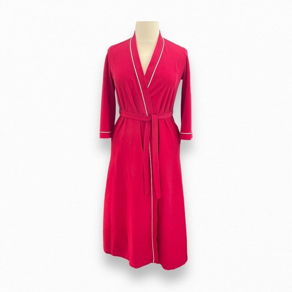 Vanity Fair Velour Raspberry Robe Size Small Vintage Bath Robe House Coat Womens